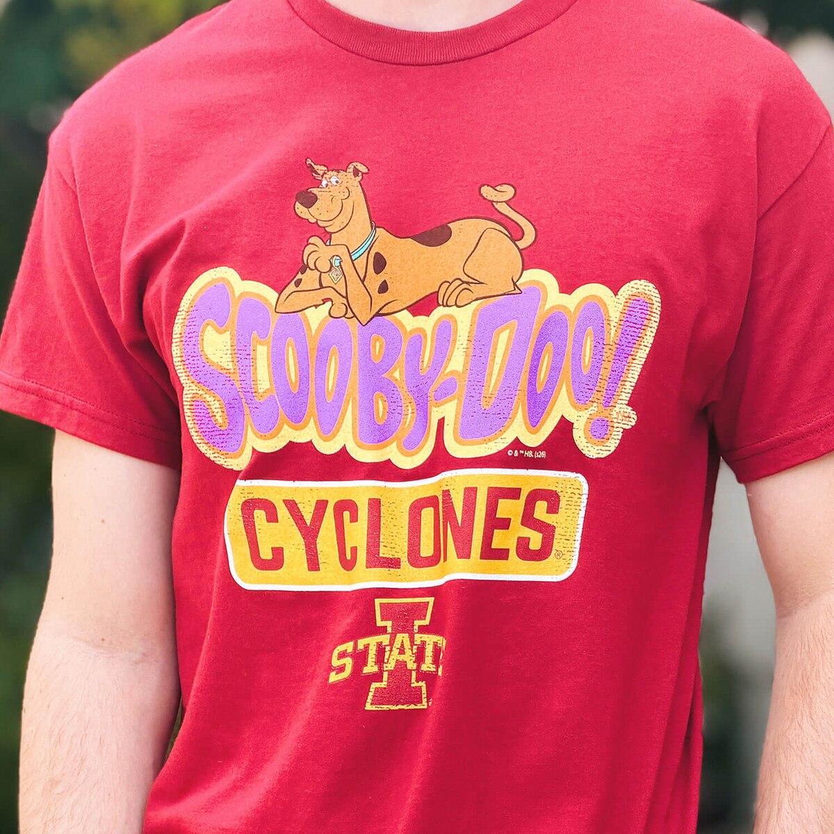 Blue 84 Cyclones I-State Scooby Doo Cardinal Short Sleeve T-Shirt design close up